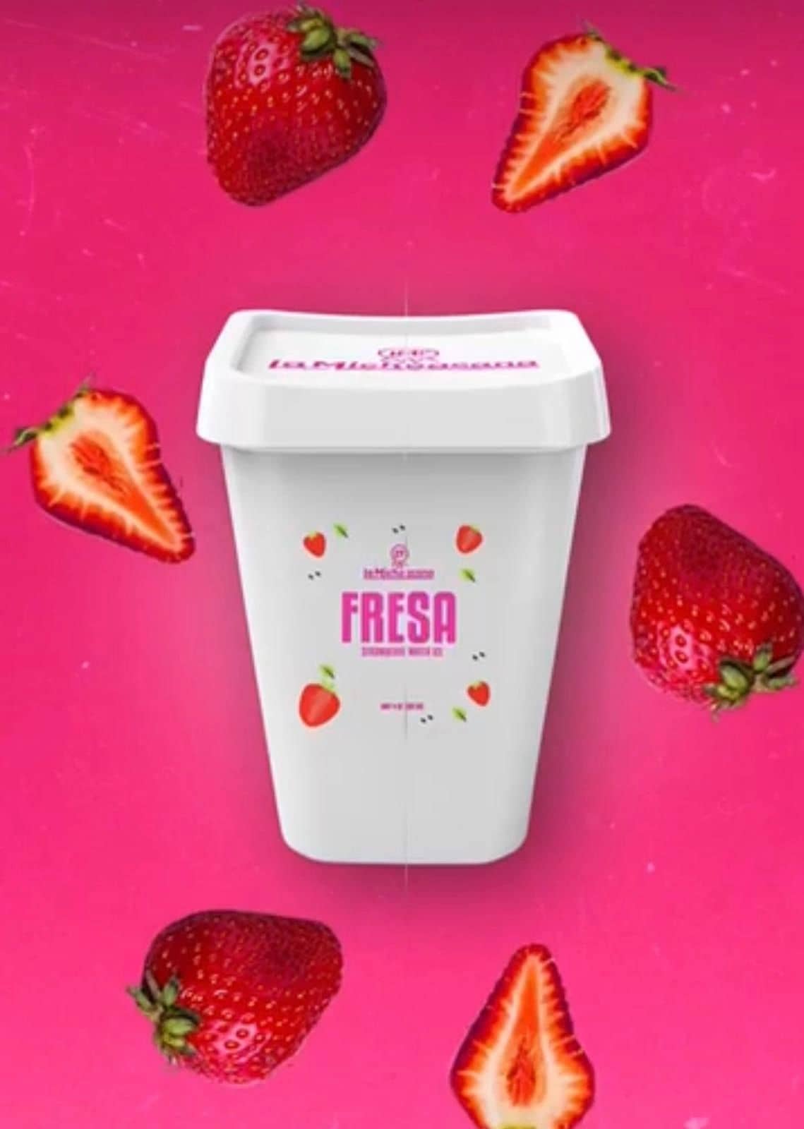 Bote de nieve de fresa La Michoacana