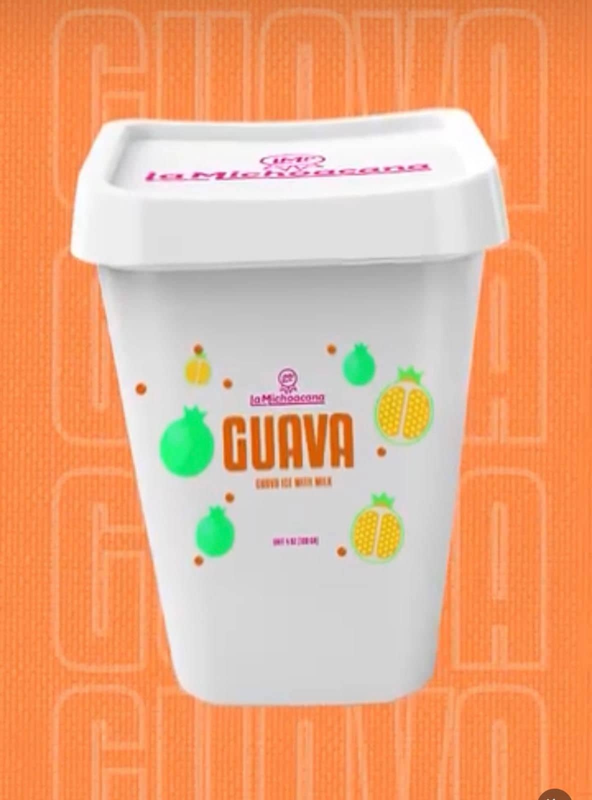 Bote de nieve de guayaba con leche La Michoacana