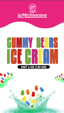 Empaque de paleta de crema con gomitas La Michoacana